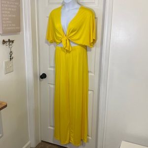 Large Yellow Two-Piece Set Summer Beach Flowy Outfit